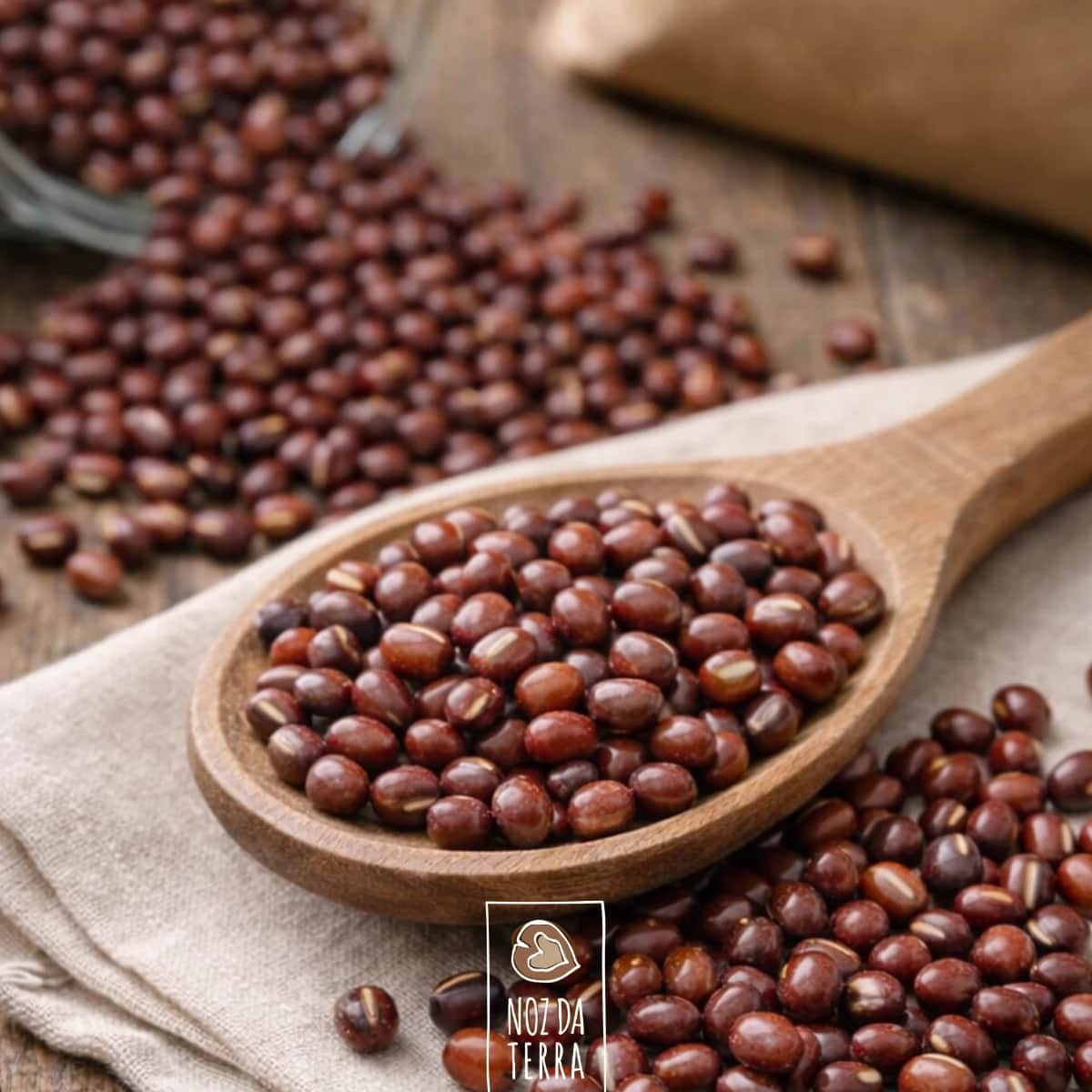Feijão azuki bio com sabor naturalmente adocicado, uma opção nutritiva e prática para uma alimentação variada.